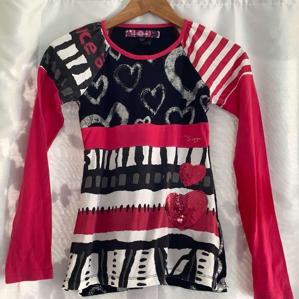 Desigual girls’ sparkly knit cotton tee tunic